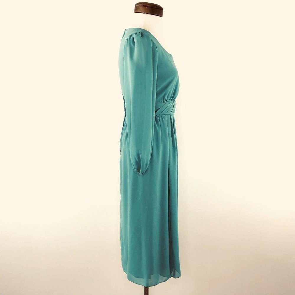 Miss Elliete Vtg 60s Teal Tulip Hem Dress  |  Wome - Picture 5 of 10